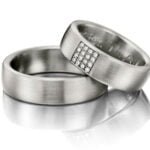 Par de Aliança em Ouro Branco 18k e Diamantes, 6mm