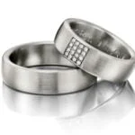 Par de Aliança em Ouro Branco 18k e Diamantes, 6mm