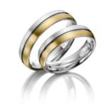 Par de Aliança em Ouro Amarelo & Branco 18k, 4mm