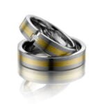 Par de Aliança em Ouro Amarelo & Branco 18k e Diamantes, 5mm