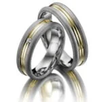Par de Aliança em Ouro Amarelo & Branco 18k e Diamantes, 4mm