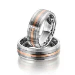 Par de Aliança em Ouro Branco 18k e Diamantes, 7mm