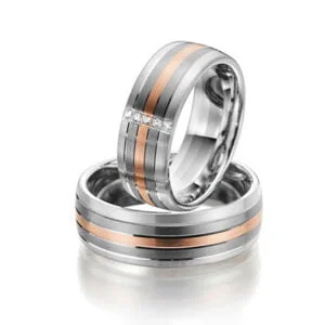 Par de Aliança em Ouro Branco 18k e Diamantes, 7mm