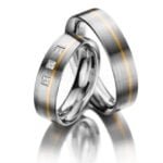 Par de Aliança em Ouro Amarelo & Branco 18k e Diamantes, 4,5mm