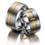 Aliança em Ouro Amarelo & Branco 18k e Diamantes, 10mm