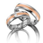 Par Aliança em Ouro Branco  & Rosa 18k e Diamantes, 4mm