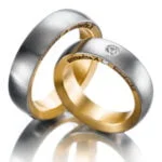 Par de Aliança em Ouro Amarelo & Branco 18k, 4mm