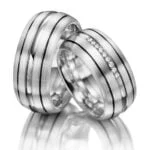 Par de Aliança em Ouro Branco 18k e Diamantes, 6mm