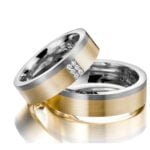 Par de Aliança em Ouro Amarelo & Branco 18k e Diamantes, 4,5mm