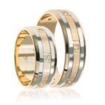 Par de Aliança em Ouro Amarelo & Branco 18k e Diamantes, 6mm