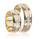 Par de Aliança em Ouro Amarelo & Branco 18k e Diamantes, 6mm