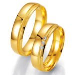 Par de Aliança em Ouro Amarelo 18k e Diamantes, 5mm