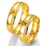Par de Aliança em Ouro Amarelo 18k e Diamantes, 5mm