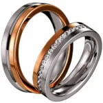 Par de Aliança em Ouro Branco & Rosa 18k e Diamantes, 5mm