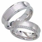 Par de Aliança em Ouro Branco 18k e Diamantes, 6mm