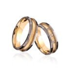 Par de Aliança em Ouro Amarelo & Branco 18k e Diamantes, 5mm