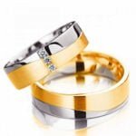 Par de Aliança em Ouro Amarelo & Branco 18k e Diamantes, 6mm