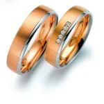 Par de Aliança em Ouro Rosa & Branco 18k e Diamantes, 5mm