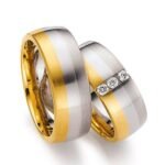 Par de Aliança em Ouro Branco & Amarelo 18k e Diamantes, 7mm