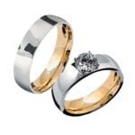 Par de Aliança em Ouro Amarelo & Branco 18k e Diamante, 5mm