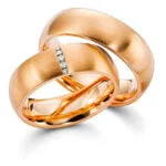 Par de Aliança em Ouro Rosa 18k e Diamantes, 5mm