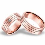 Par de Aliança em Ouro Rosa v18k e Diamantes, 6mm
