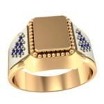 Anel de Confraria em Ouro Amarelo & Branco 18k com Safira, 15mm