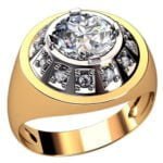 Anel de Confraria em Ouro Amarelo 18k e Diamantes, 14mm
