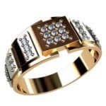 Anel de Confraria em Ouro Amarelo 18k e Diamantes, 12mm