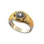 Anel de Confraria em Ouro Amarelo 18k e Diamantes, 10mm