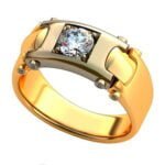 Anel de Confraria em Ouro Amarelo 18k e Diamantes, 10mm