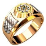Anel de Confraria em Ouro Amarelo 18k e Diamantes, 10mm