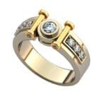 Anel de Confraria em Ouro Amarelo 18k e Diamantes, 10mm
