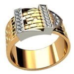 Anel de Confraria em Ouro Amarelo 18k e Diamantes, 14mm