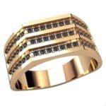 Anel de Confraria em Ouro Amarelo 18k com Mourion Preto, 14mm