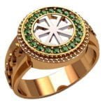 Anel de Confraria em Ouro Amarelo 18k com Esmeralda, 14mm