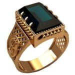 Anel de Confraria em Ouro Amarelo 18k com Mourion Preto, 14mm