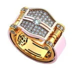 Anel de Confraria em Ouro Amarelo 18k e Diamantes, 15mm