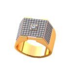 Anel de Confraria em Ouro Amarelo 18k e Diamantes, 15mm
