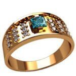 Anel de Formatura em Ouro Amarelo 18k com Topázio e Diamantes, 10mm