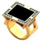 Anel de Confraria em Ouro Amarelo 18k e Diamantes, 12mm