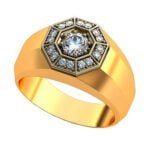Anel de Confraria em Ouro Amarelo 18k e Diamantes, 15mm