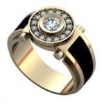 Anel de Confraria em Ouro Amarelo 18k e Diamantes, 10mm