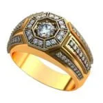 Anel de Confraria em Ouro Amarelo 18k e Diamantes, 10mm