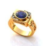 Anel de Confraria em Ouro Amarelo 18k com Safira, 10mm