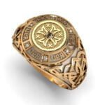 Anel de Confraria em Ouro Amarelo 18k e Diamantes, 13mm