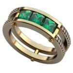 Anel de Confraria em Ouro Amarelo 18k com Esmeralda e Diamantes, 8mm