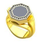 Anel de Confraria em Ouro Amarelo 18k e Diamantes, 12mm