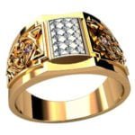 Anel de Confraria em Ouro Amarelo 18k e Diamantes, 12mm