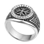 Anel de Confraria em Ouro Amarelo 18k e Diamantes, 12mm